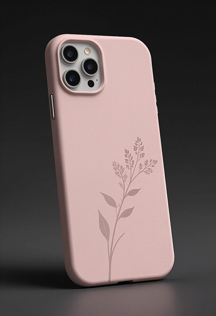 A phone case is sitting on a black 2